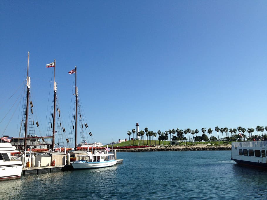 Beach, Boat, Sky, Blue, Blue, Ocean, nautical vessel, day, clear sky HD wallpaper