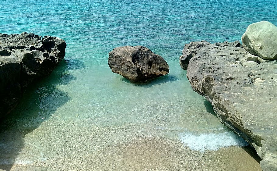 beach, rock, sea, rock - object, no people, water, nature, day HD wallpaper