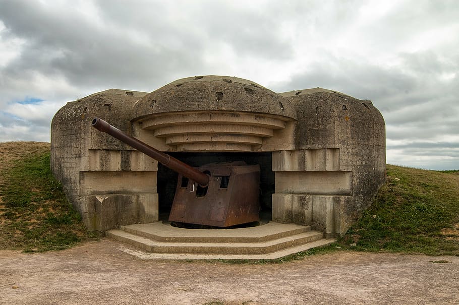 d-day, longues-sur-mer, atlantic wall, normandy, france, cannon, HD wallpaper