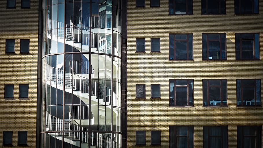 white swirl stairs building, architecture, modern, staircase HD wallpaper