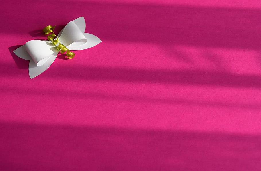 white bow on pink textile, Background, Loop, Gift, Decoration HD wallpaper