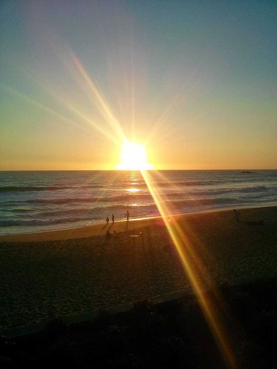 sunset, scenery, chile, beach, ocean, people, sea, nature, sunlight HD wallpaper