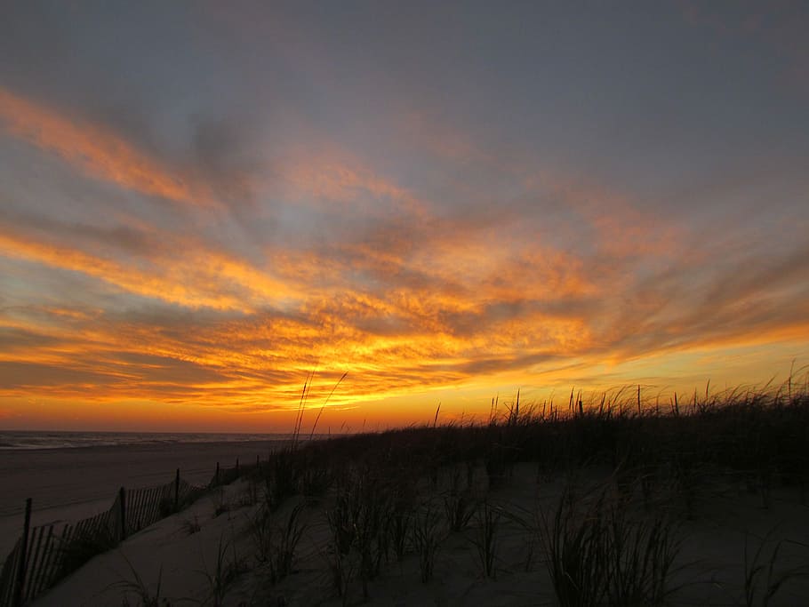 Sunset, Beach, Clouds, Sky, tranquil scene, scenics, nature HD wallpaper
