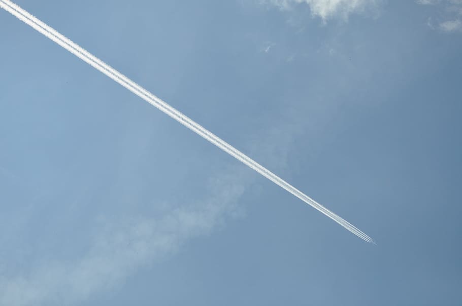 Clouds, Background, sky, summer, aircraft, blue, transport HD wallpaper