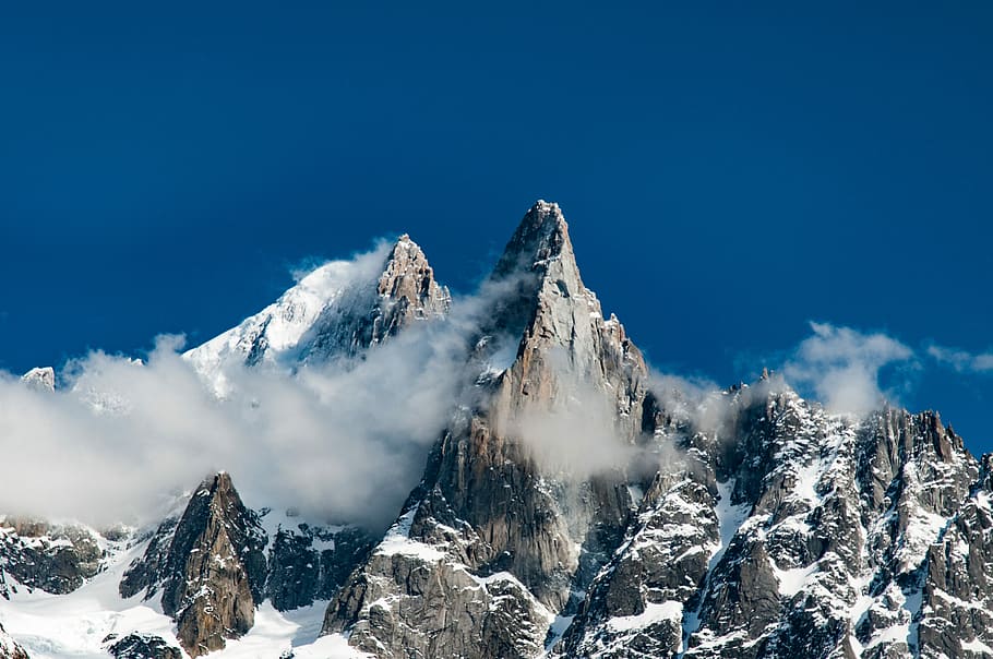 snowy mountain summit during daytime, mountain with snow, peak HD wallpaper