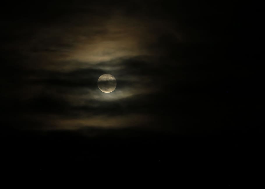 Full Moon, Clouds, Night Sky, Moonlight, nature, lunar, cloudscape HD wallpaper