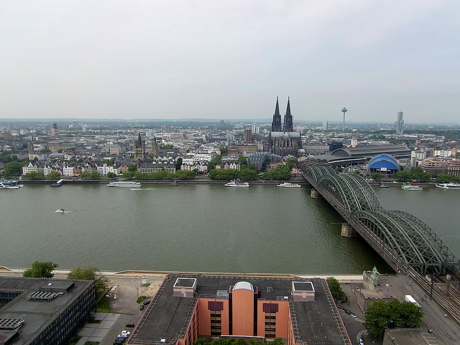 Cologne, Bridge, Rhine, hohenzollern bridge, dom, cologne cathedral, HD wallpaper