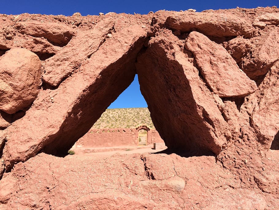 desert, stones, rustic constructions, landscape, archeology HD wallpaper