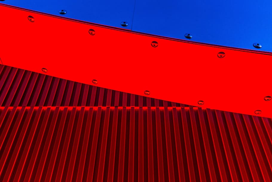 red, blue, metal, architecture, backgrounds, full frame, no people HD wallpaper
