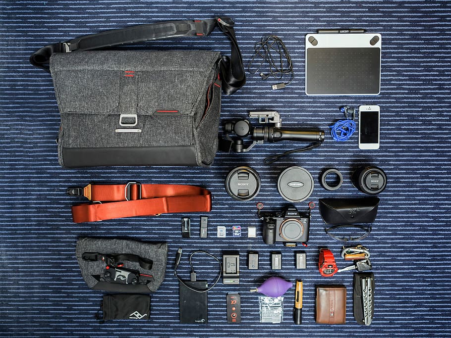 Sony Camera bag and Gear, photos, photography, public domain, HD wallpaper