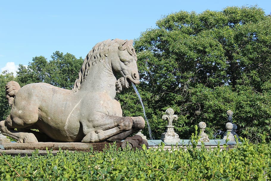 caprarola, lazio, italy, horse, statue, monument, equestrian statue, HD wallpaper