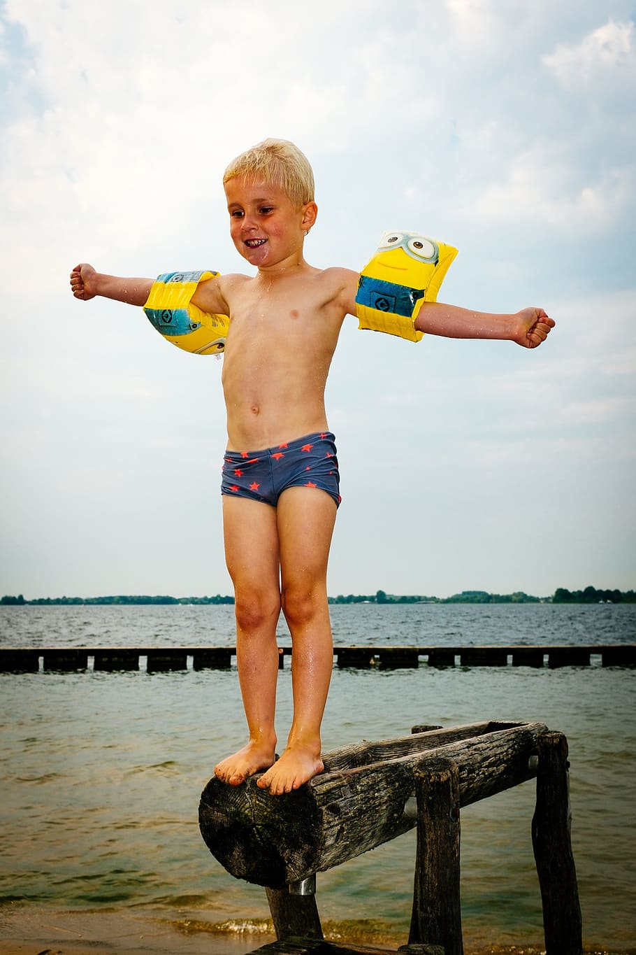 Lake, Swimming, Jump, Water, boy, summer, child, leisure, fun, HD wallpaper