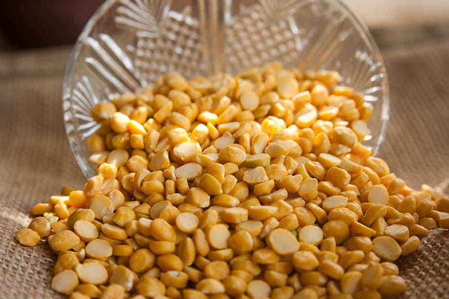 corn bits with clear glass bowl, Chana, Daal, Lentils, Indian, Cuisine