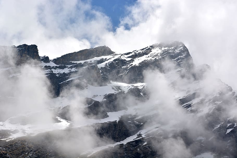 clouds, winter, snow, mountains, cloud - sky, beauty in nature HD wallpaper