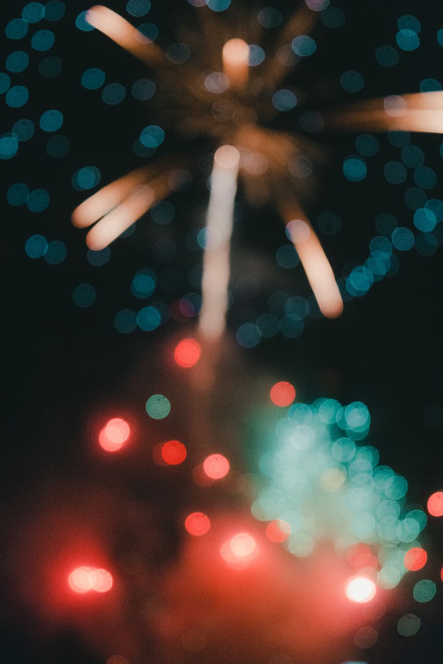 Happy New Year, fireworks display during nighttime, lights, dark HD wallpaper