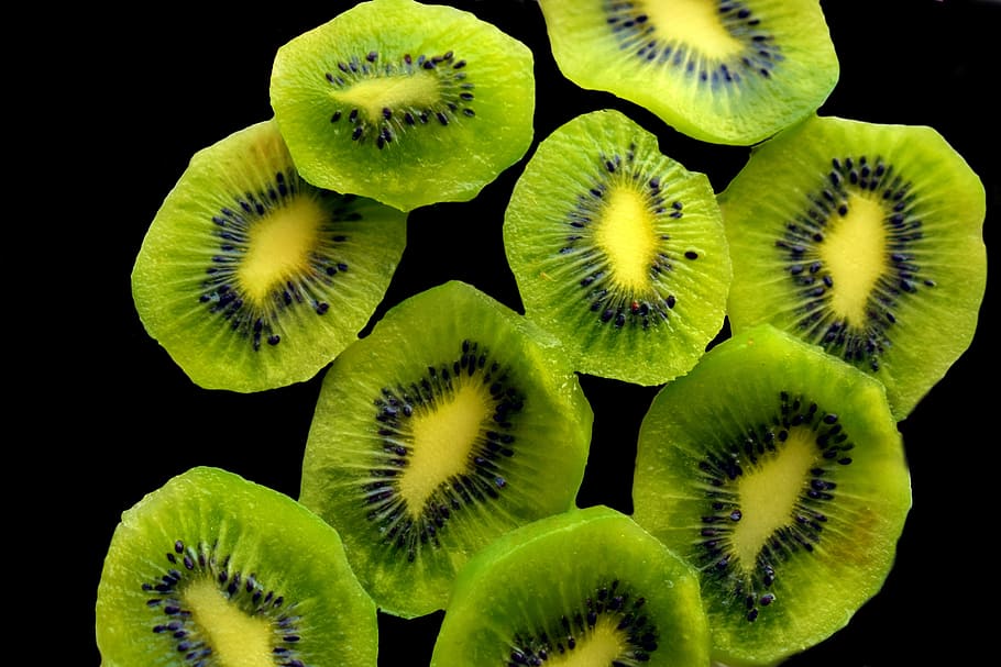 kiwi, fruit, green, sliced, freshness, green color, studio shot HD wallpaper