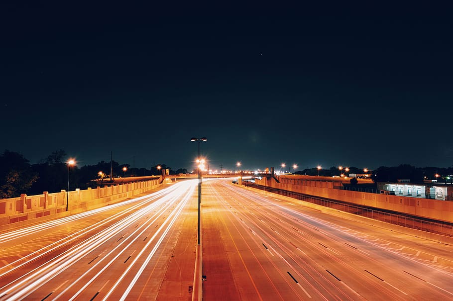 long exposure photography of cars, time, lapse, highway, nighttime HD wallpaper