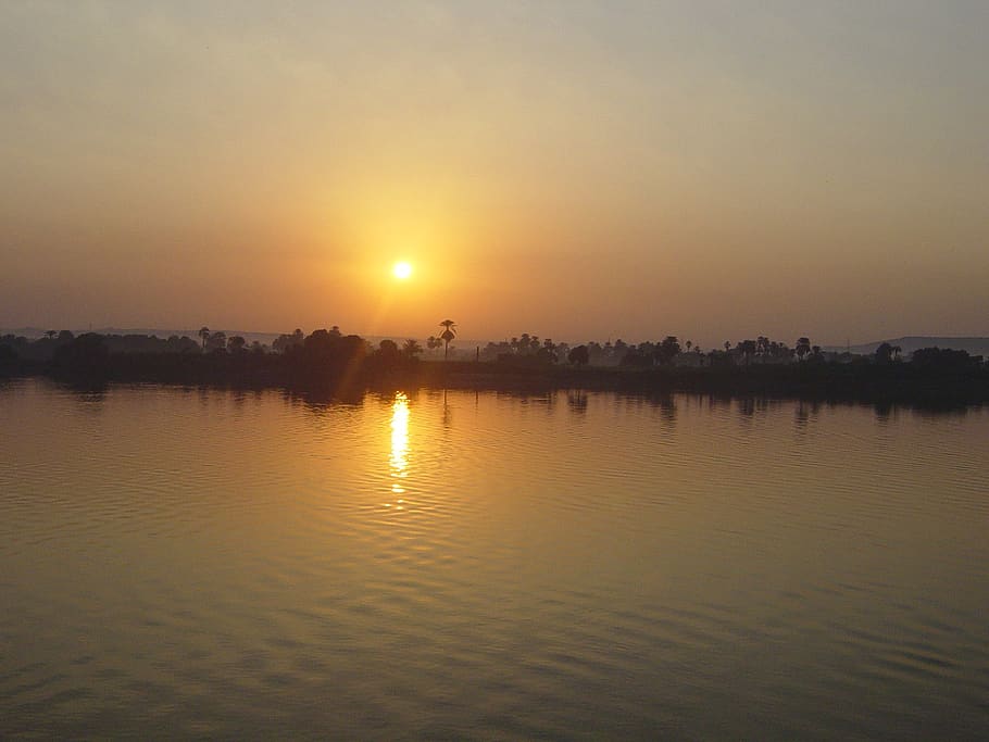 sunset, nile, egypt, river, water, sky, reflection, beauty in nature HD wallpaper