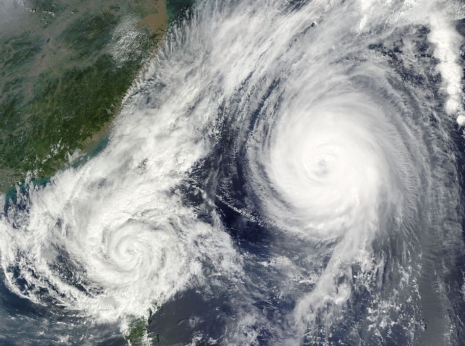 aerial photo of weather pressure, hurricane, tropical cyclone
