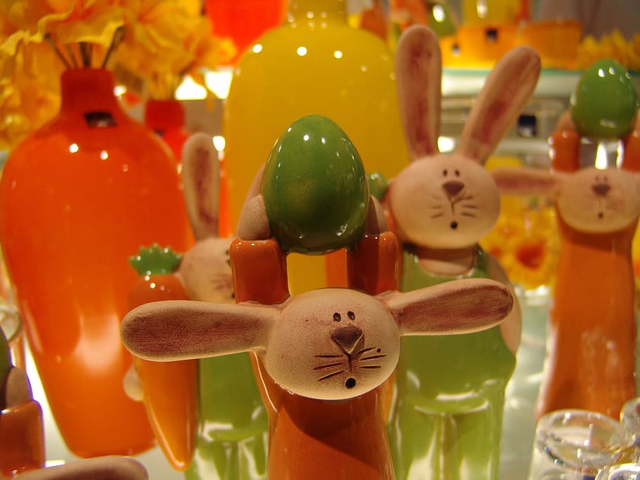 Easter, Ceramic, Exhibition, easter exhibition, orange, hare HD wallpaper