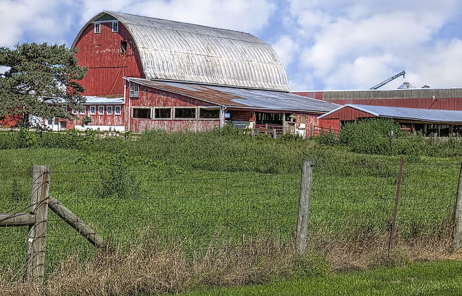 barn, rustic, barns, ohio, fence, digital art, rural, scenic, HD wallpaper