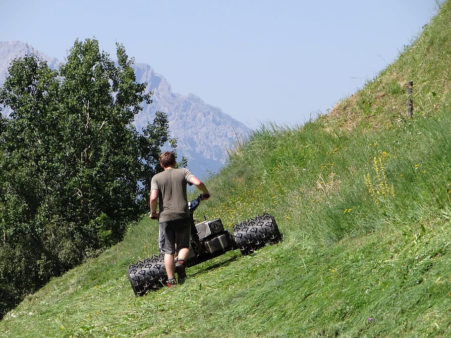 Bauer, Mountain, Farmer, Work, Meadow, mountain farmer, mow HD wallpaper