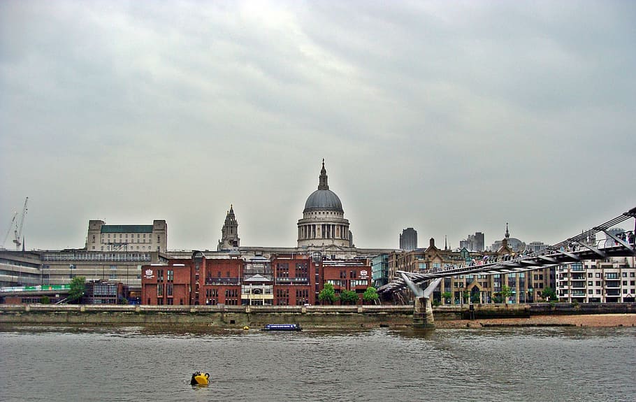 millennium bridge, london, tate, museum, monument, city, england, HD wallpaper