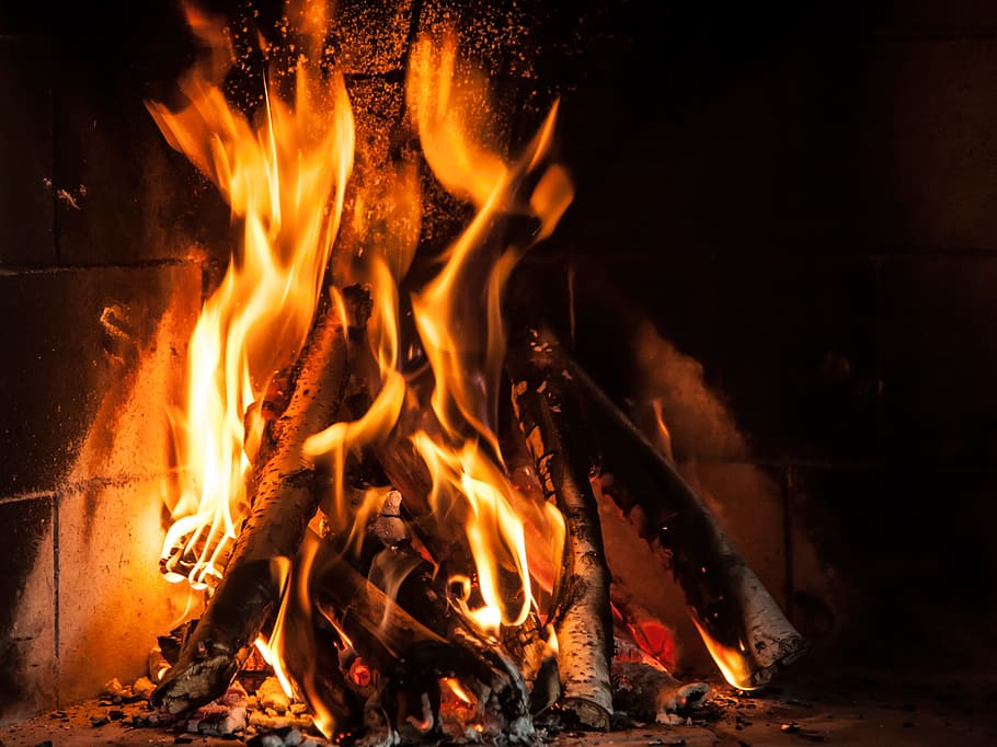 Fire, Red, Yellow, Censer, an outbreak of, glow, hot, flames HD wallpaper