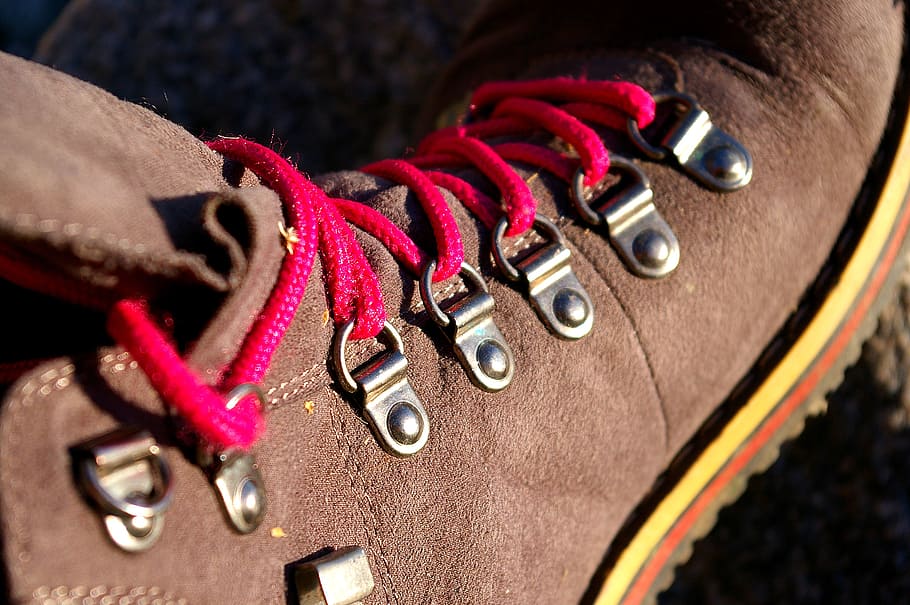 shoe, trekking, eyelets, sole, shoelace, hiking shoes, shoe lace HD wallpaper