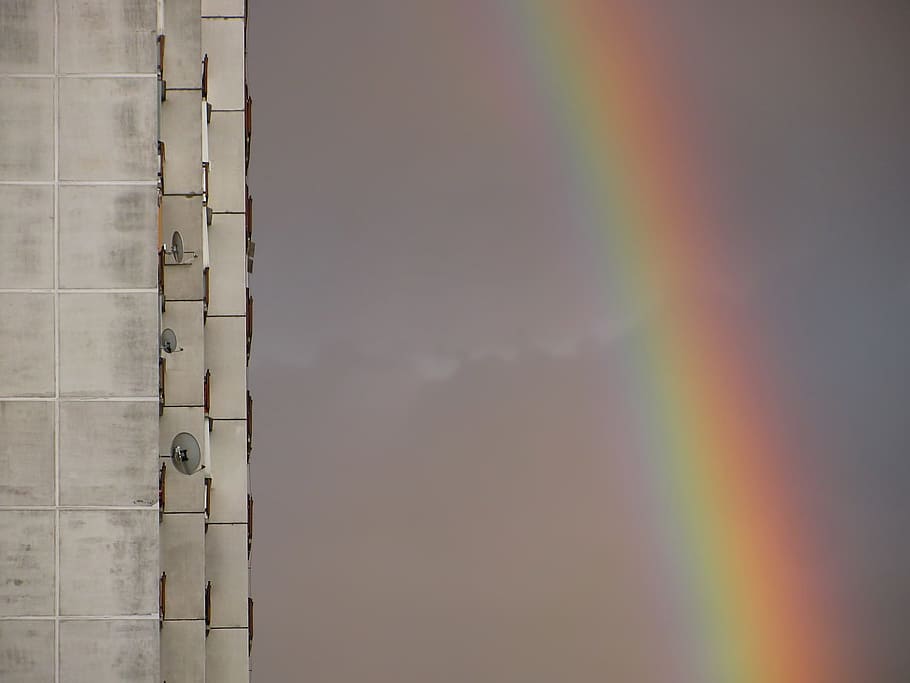 rainbow, colours, sky, natural, outdoor, horizon, reflection HD wallpaper