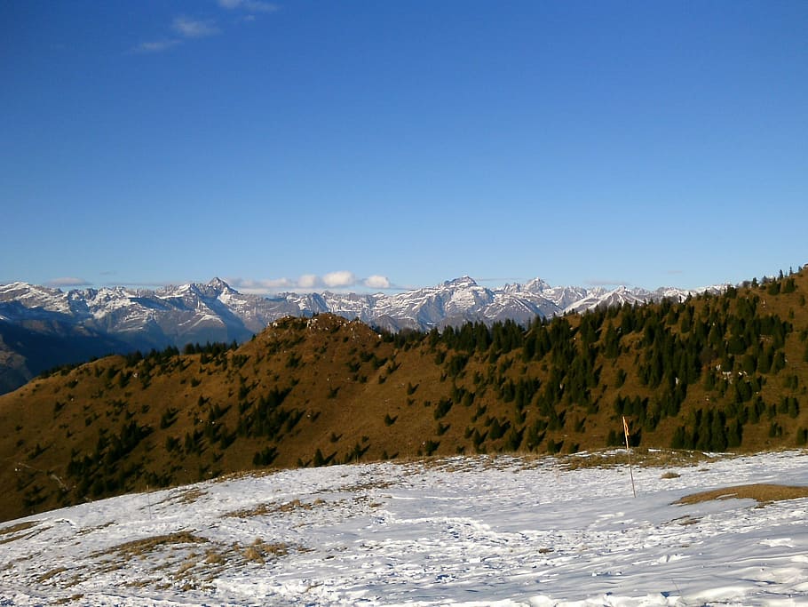 mountain, hiking, backpack, trail, snow, cold temperature, winter HD wallpaper