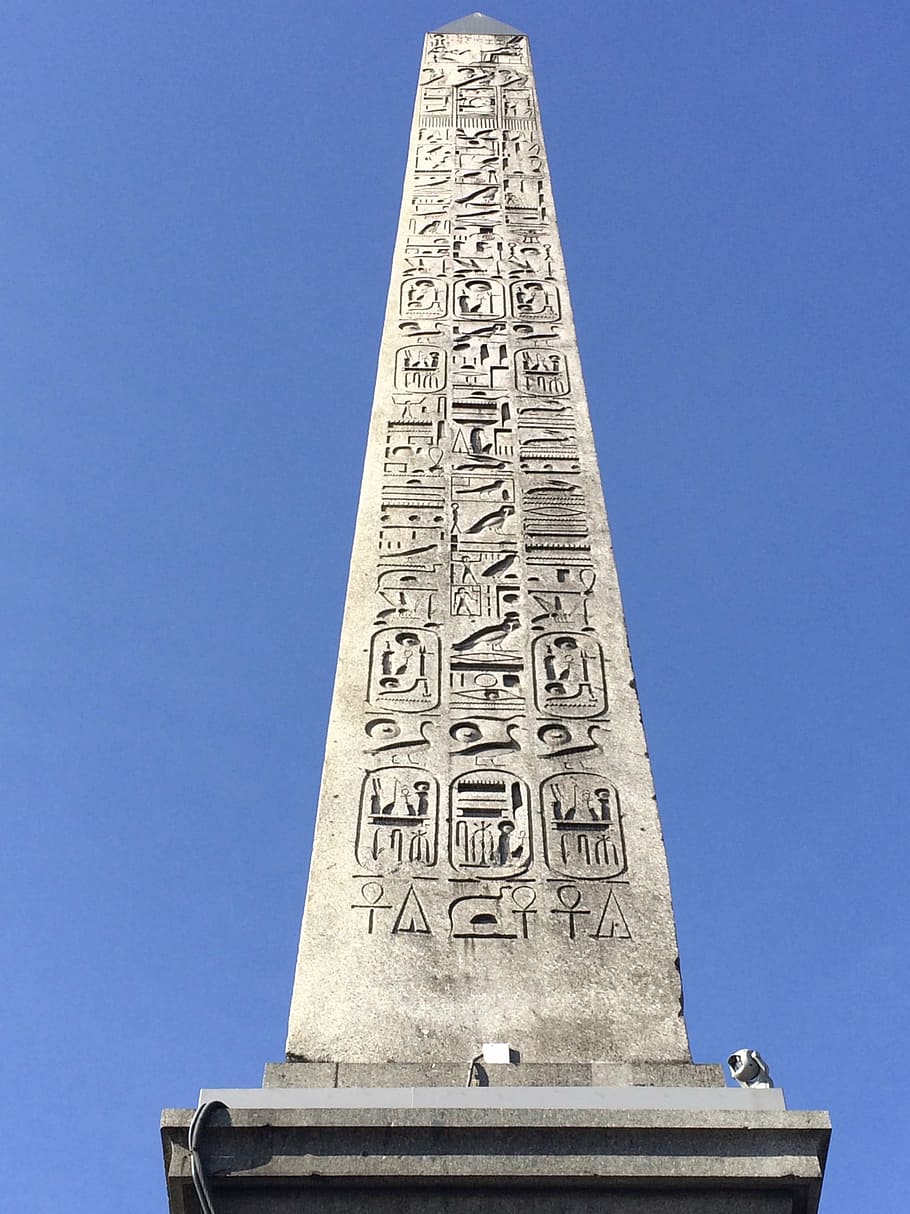 obelisk, ornament, place de la concorde, paris, stone, grey