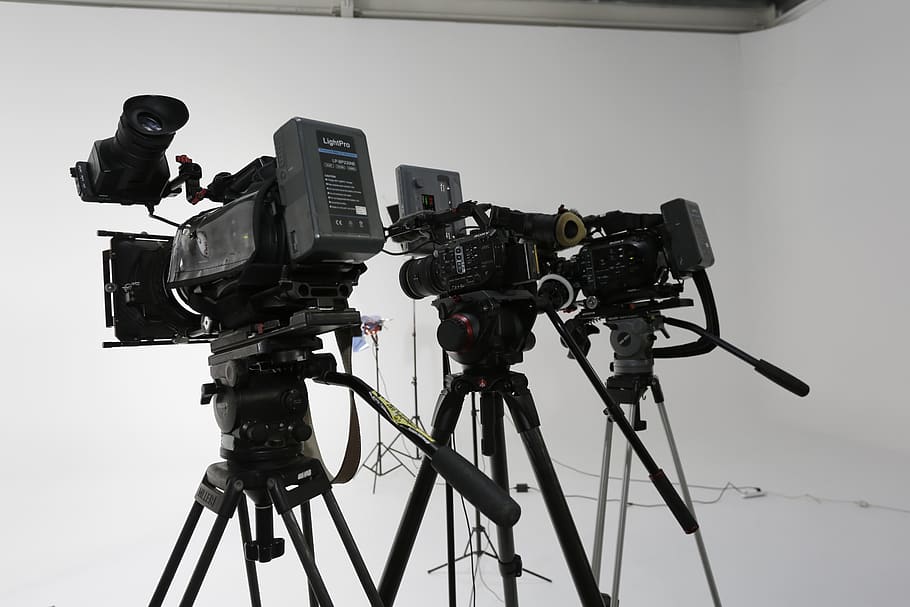 tripod, lens, movie, technology, camcorder, studio, film production