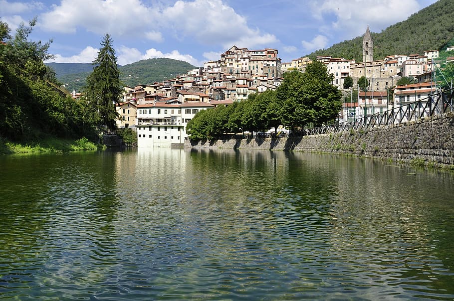 architecture, waters, travel, river, liguria, colors, landscape HD wallpaper