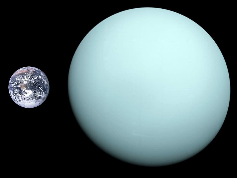 HD wallpaper: Comparison of Uranus and Earth, photo, planet, public domain  | Wallpaper Flare