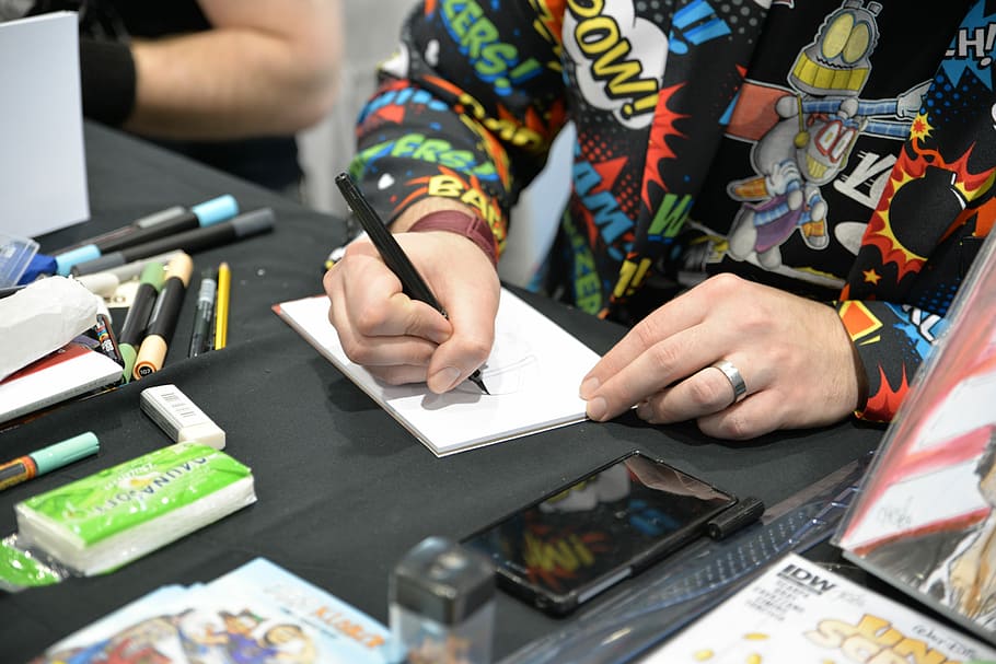 Artist, Drawing, Comic-Con, human hand, human body part, one person HD wallpaper
