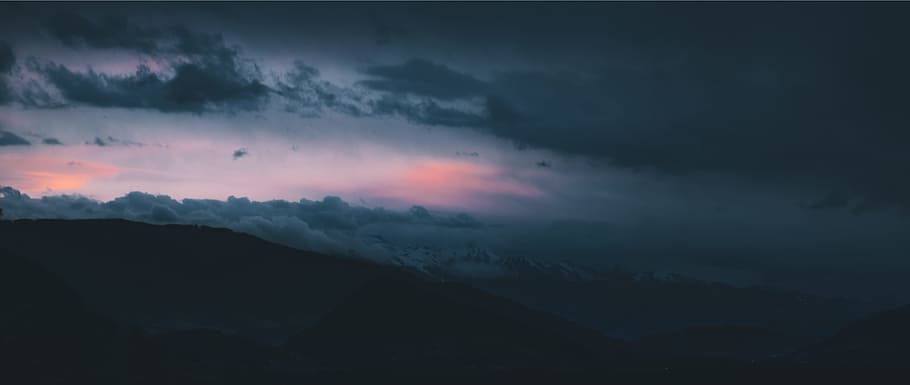 landscape photography of mountains during nighttime, photography of sunset HD wallpaper