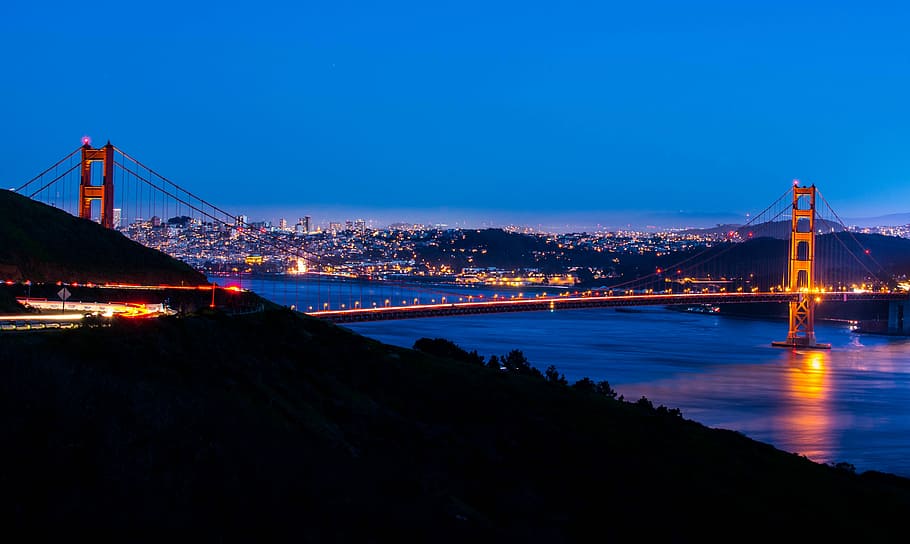 Golden Gate Bridge, Golden Gate Bridge, San Francisco, night HD wallpaper