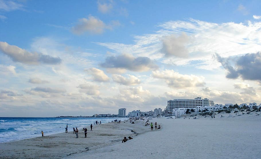 Beach landscape in Cancun, Mexico, clouds, photos, landscapes HD wallpaper