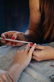 Woman Holding White Stick, filing, hands, manicure, nail technician HD wallpaper