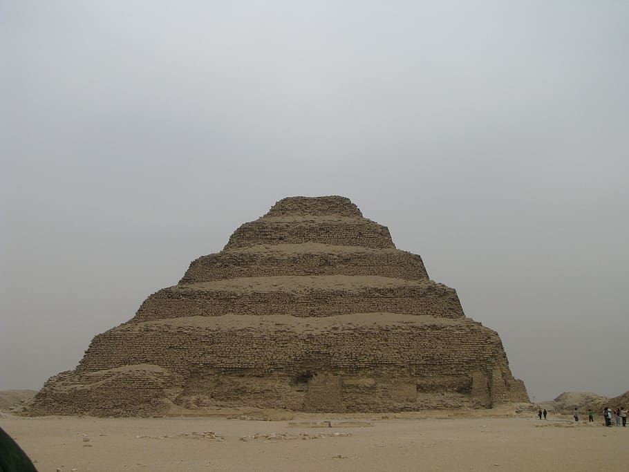 ancient, egypt, stepped, pyramid, stone, blocks, sky, no people HD wallpaper