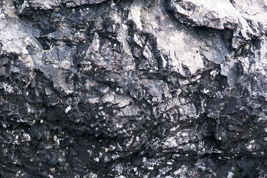 Rock, black and white rock formation, texture, rough, hard, pattern HD wallpaper