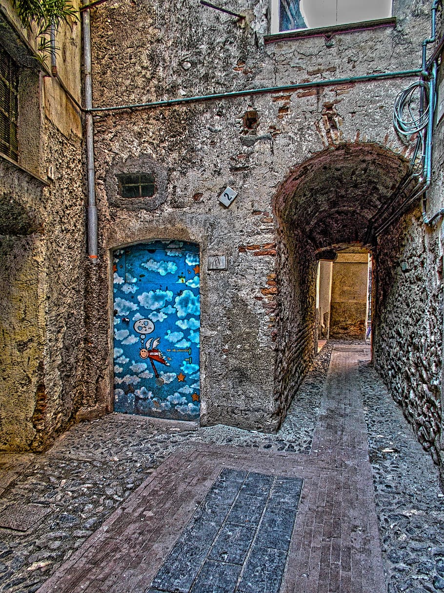 albenga, square, piazza, italy, liguria, door, painting, drawing HD wallpaper