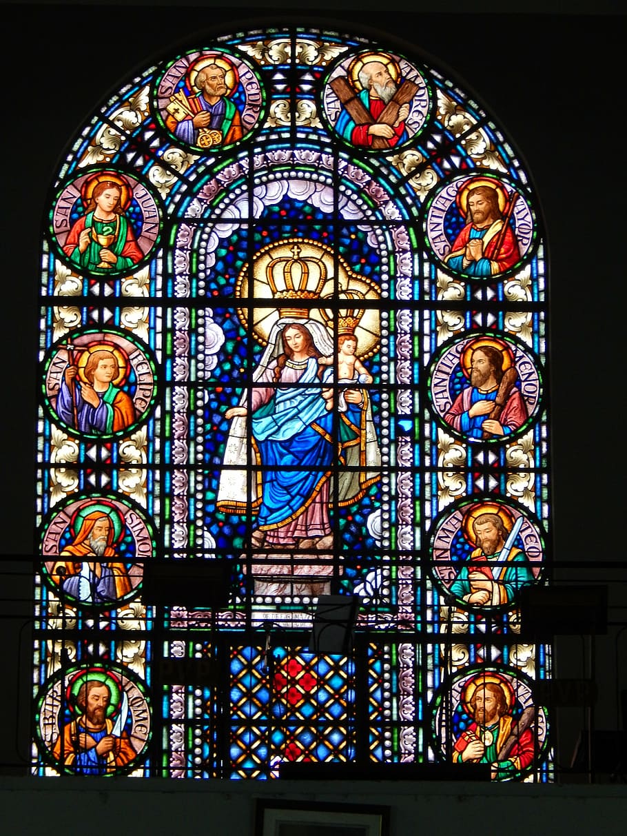 stained glass, church, santo, window