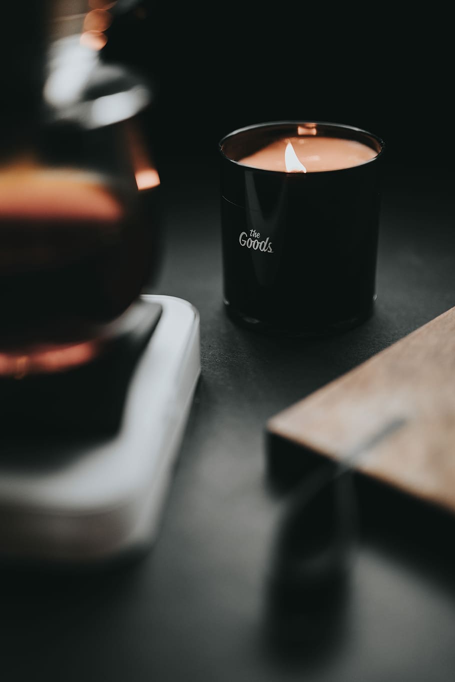mug full of coffee, selective focus photography of scented candle HD wallpaper