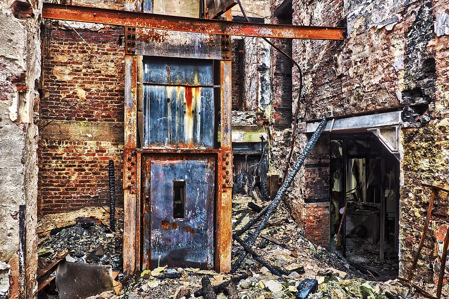 old, abandoned, house, destroyed, elevator, building, decay HD wallpaper