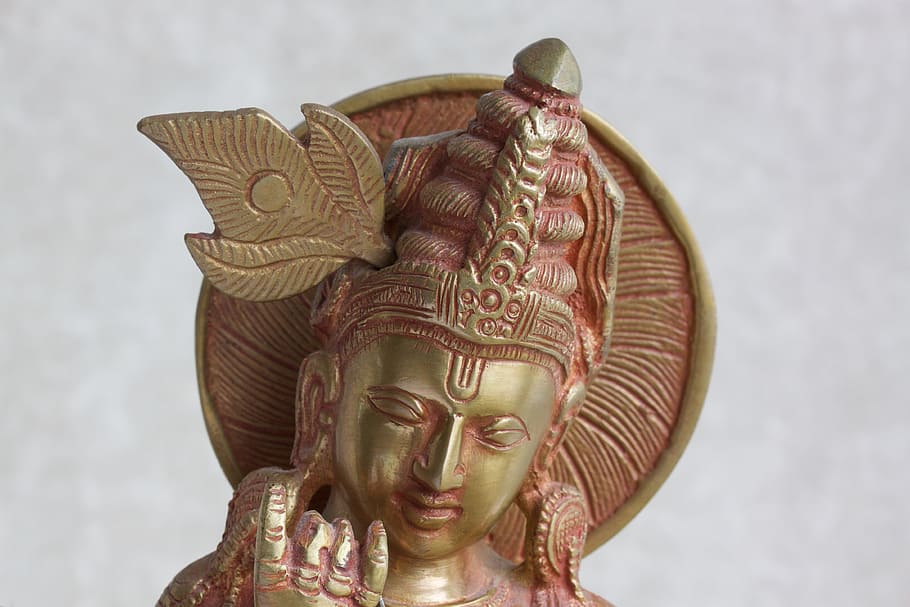 krishna, sculpture, brass, cast, gavinda, good shepherd, joy HD wallpaper