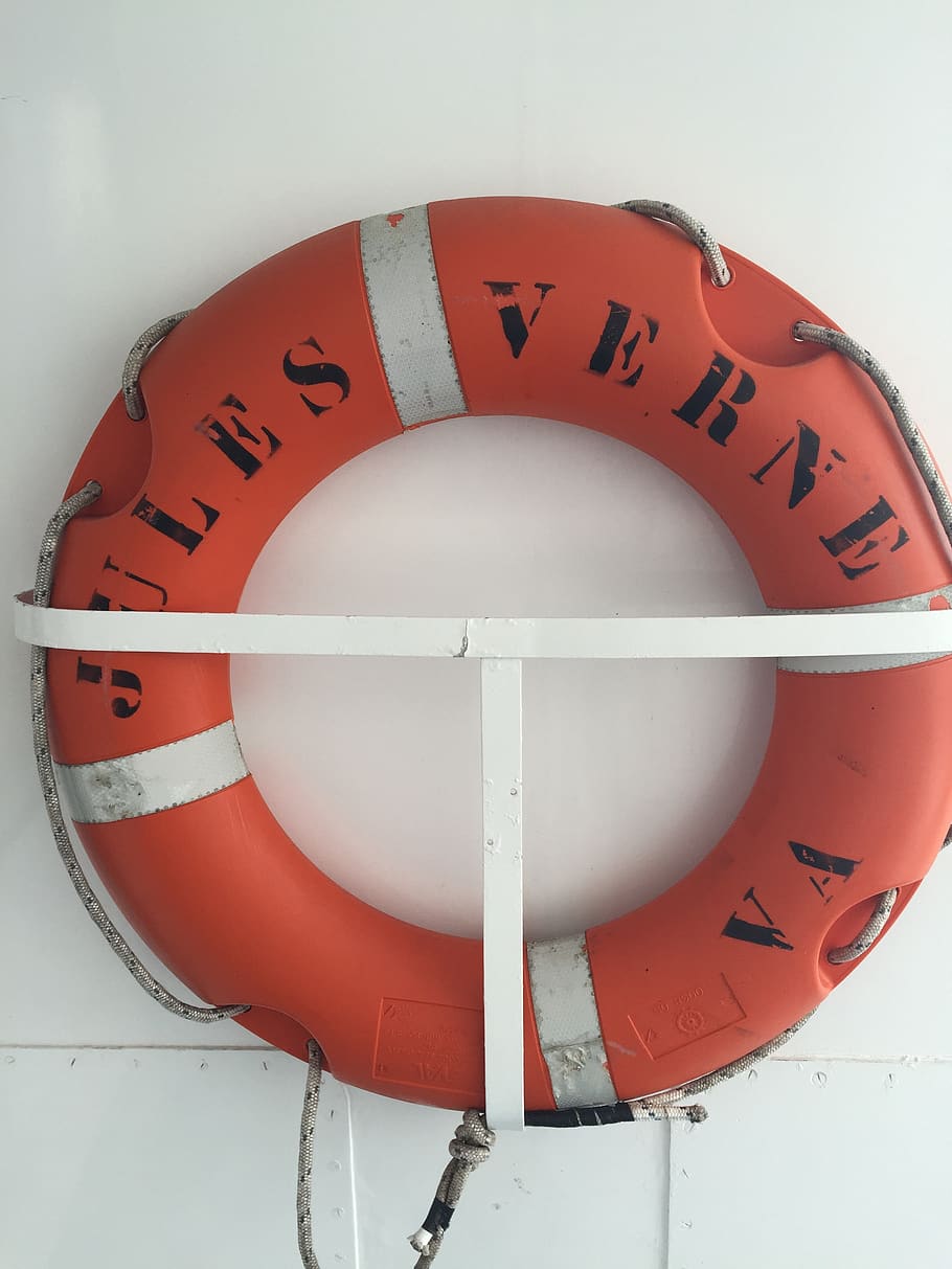 jules verne, buoy, orange, no people, life belt, red, communication HD wallpaper