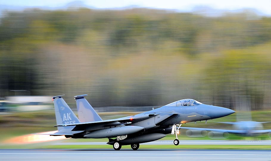 fighter jet taking off, take-off, f-15 eagle, aircraft, air force