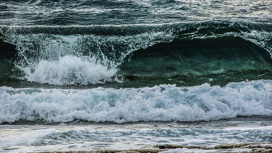 Wave, Sea, Water, Splash, breaking, cyprus, ayia napa, motion HD wallpaper
